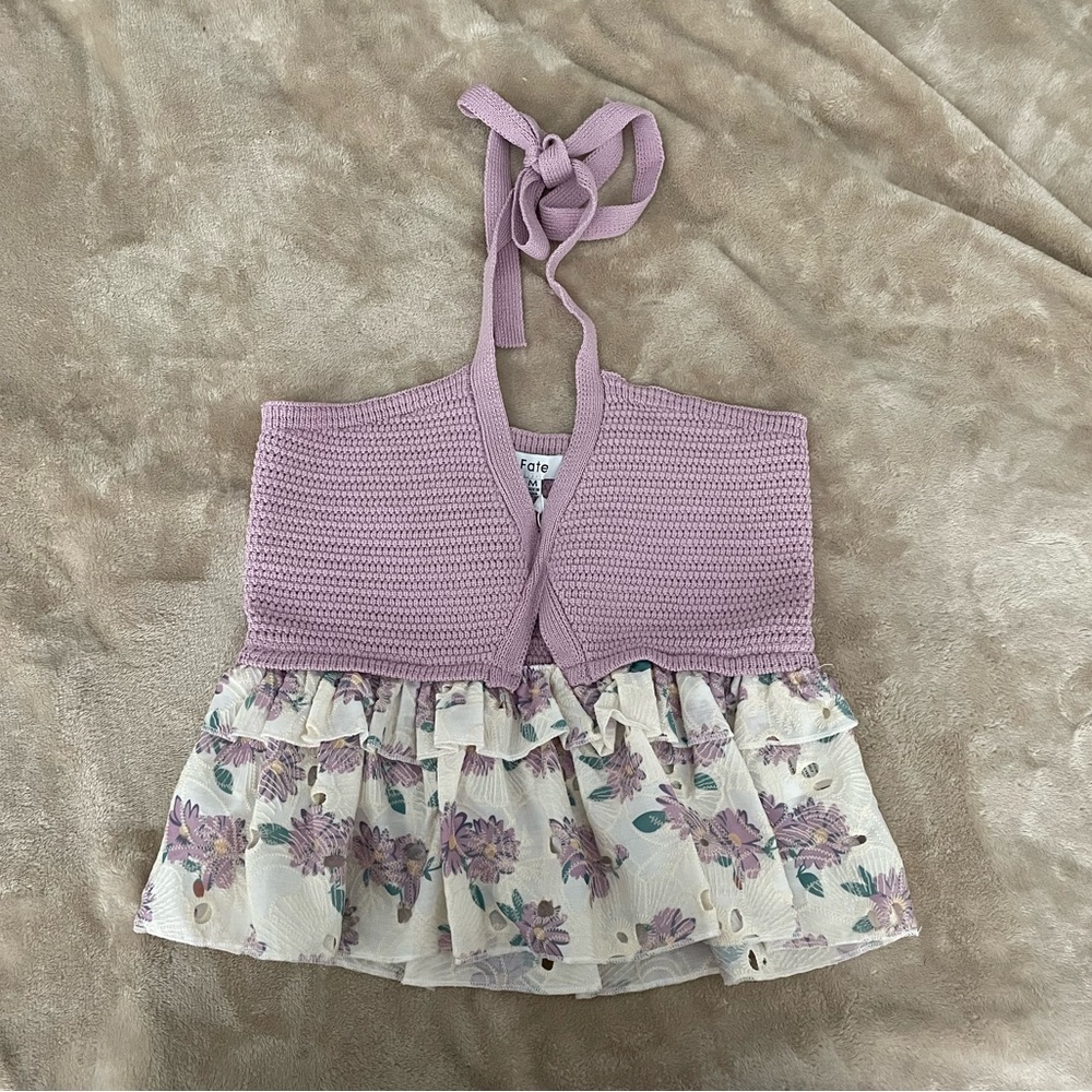 Purple & White halter tank top